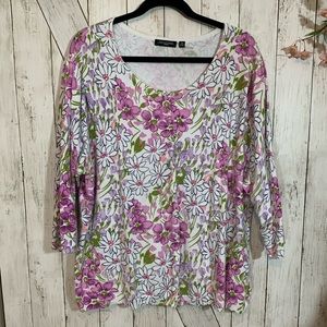 Notations flower print cardigan 3x